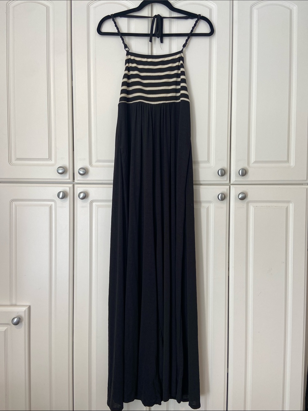 Robin Piccone Black Striped Bodice Halter Pants Jumpsuit